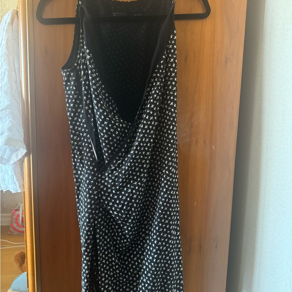 All Saints Black and White Midi Slip Dress